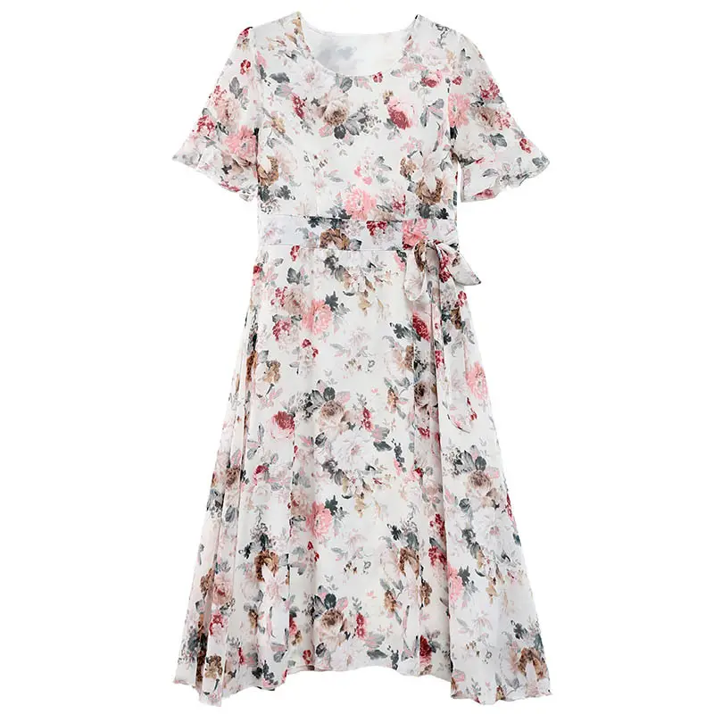 2021 Floral Slimming Dress Large Size - Image 5
