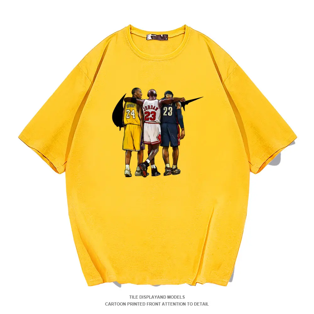 Pure Cotton Basketball Graphic T-Shirt Yellow - Image 3