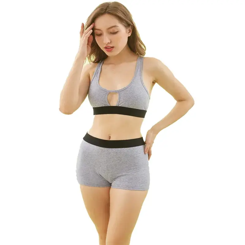 Printed Cup Sports Bra Underwear Set Red White
