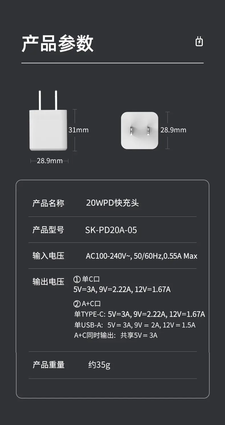 Gallium Nitride 20W Mini Charger for Apple Huawei 3C Flash — feature 4
