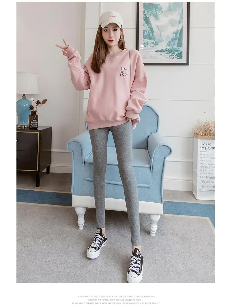 Maternity Solid Color Leggings Spring Autumn Belly Support Pants — feature 15