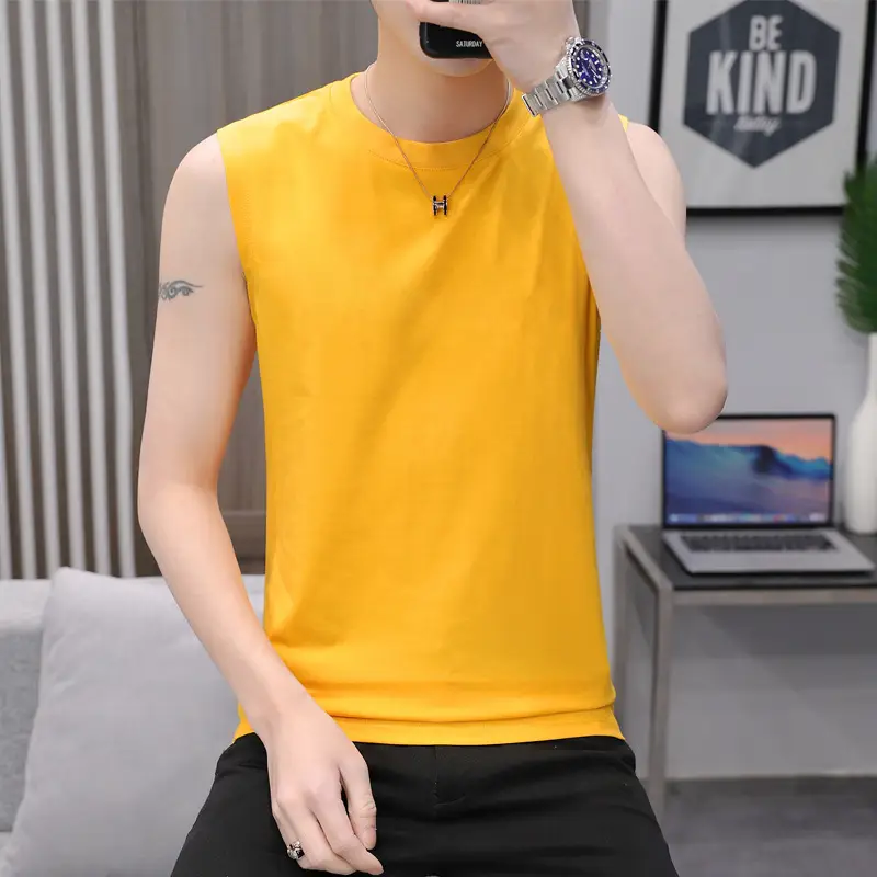 Men Sleeveless Black Vest T-Shirt Casual Wear - Image 5