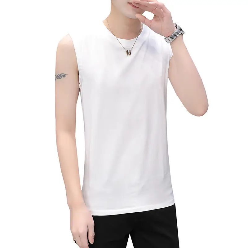 Men Sleeveless Black Vest T-Shirt Casual Wear - Image 6