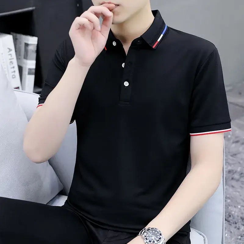 Men Blue Polo T-Shirt with Red Blue Trim