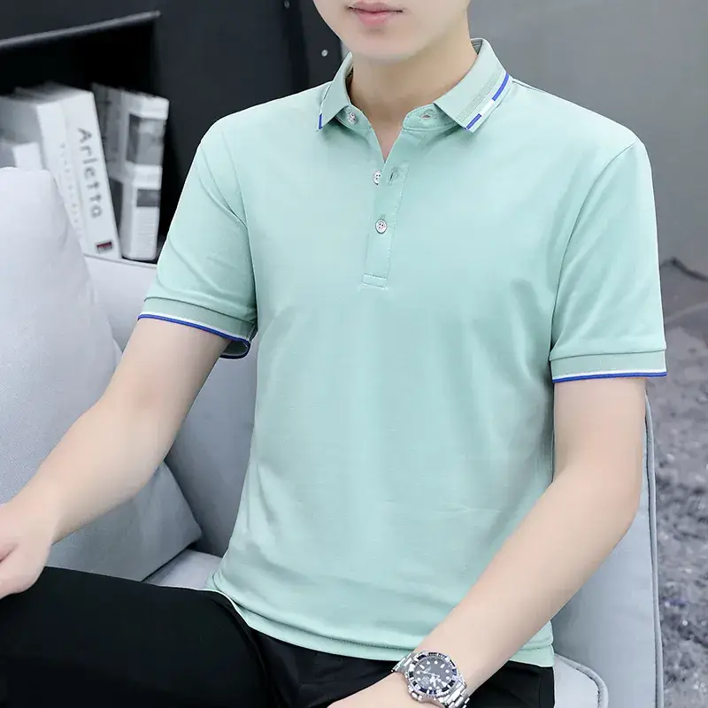 Men Blue Polo T-Shirt with Red Blue Trim