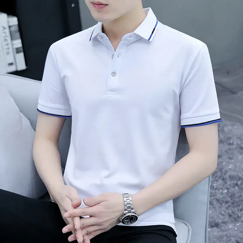 Men Blue Polo T-Shirt with Red Blue Trim