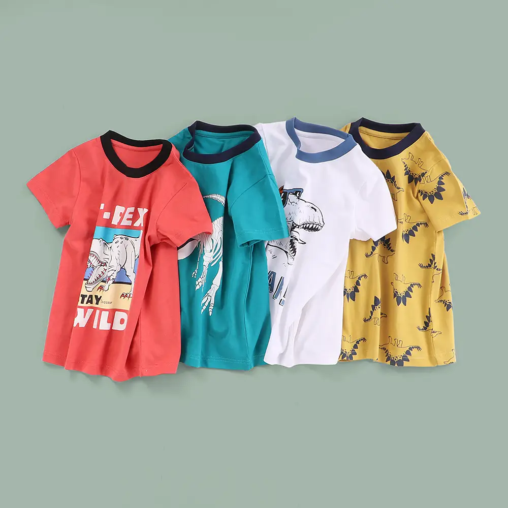 2025 Kids T-Shirt Korean Style Cartoon Dinosaur White - Image 10