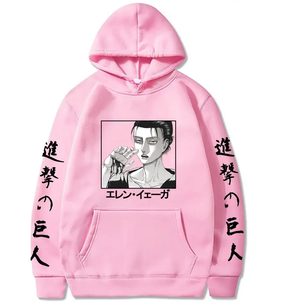 Pink Attack on Titan Eren Yeager Hooded Sweatshirt - Image 12