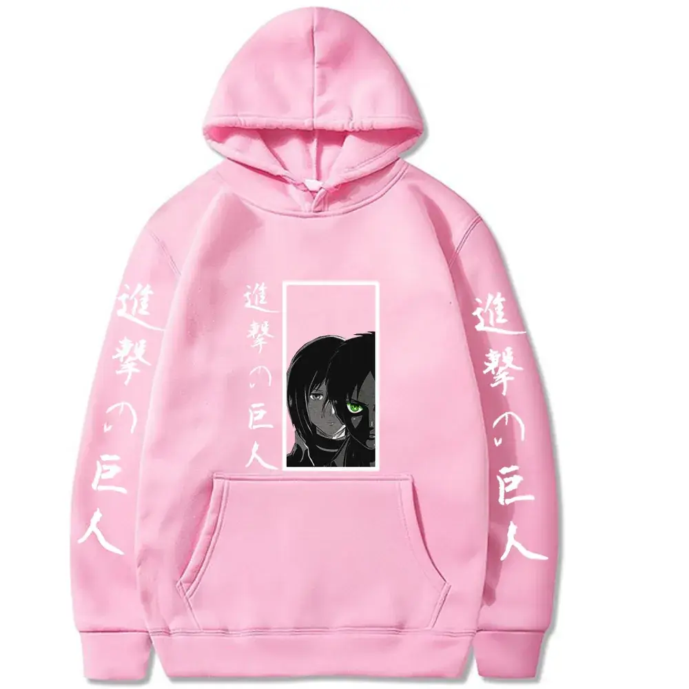 Pink Attack on Titan Eren Yeager Hooded Sweatshirt - Image 18