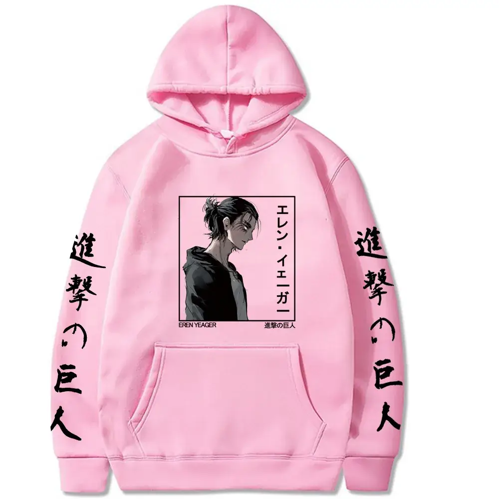 Pink Attack on Titan Eren Yeager Hooded Sweatshirt - Image 6