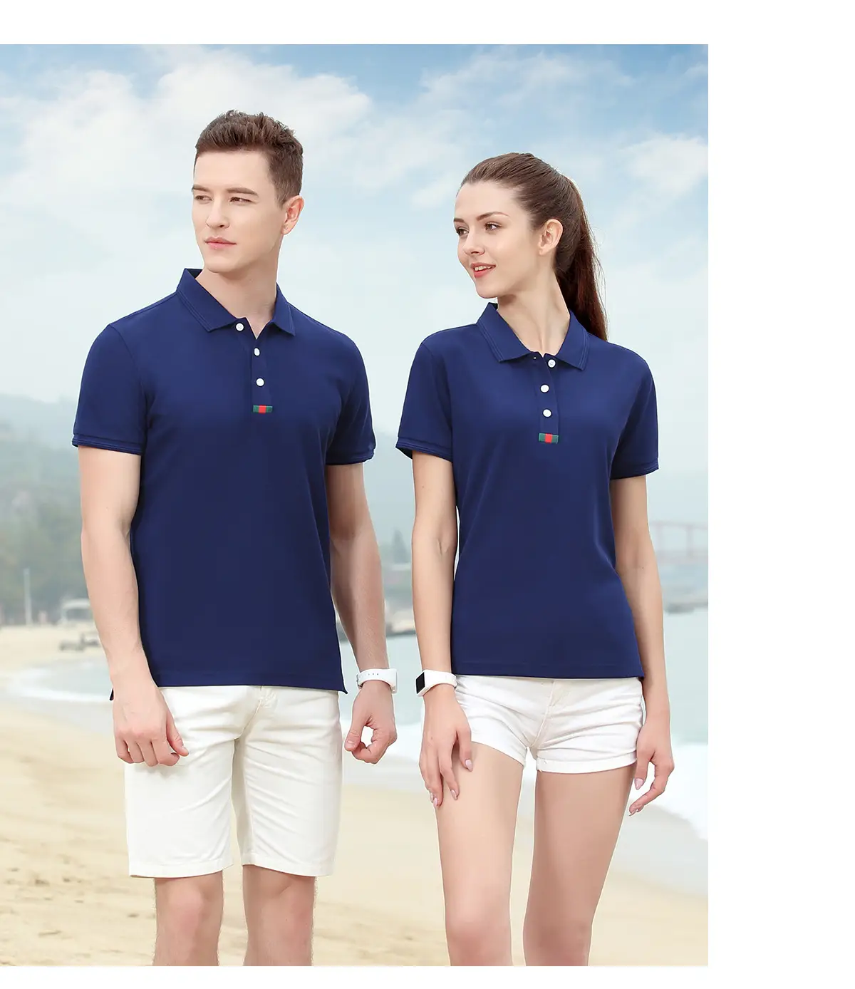 Men's White Polo Shirt with Logo Embroidery — feature 12