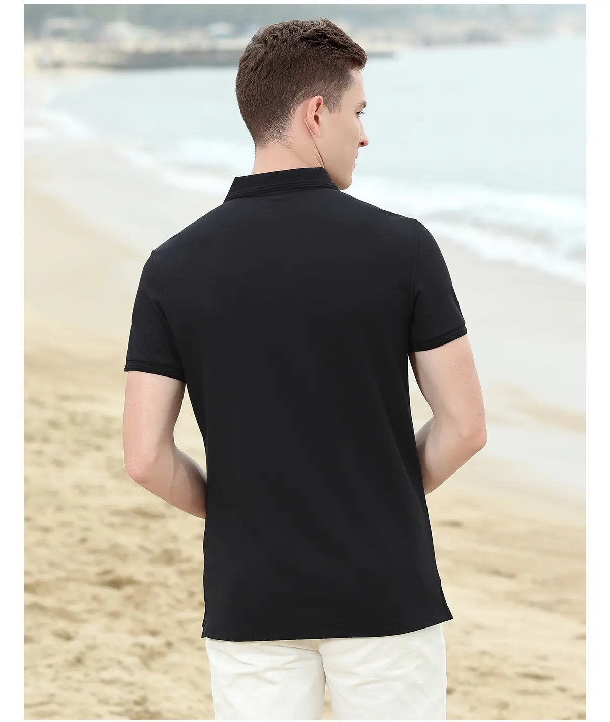 Men's White Polo Shirt with Logo Embroidery — feature 14