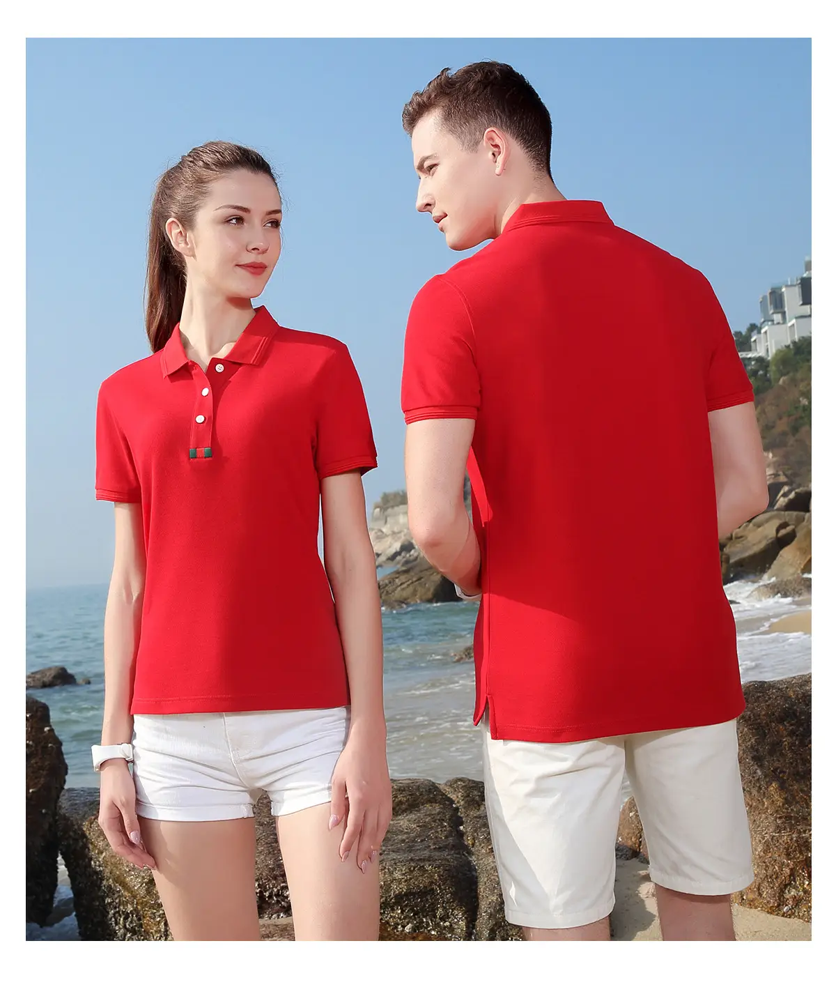 Men's White Polo Shirt with Logo Embroidery — feature 6