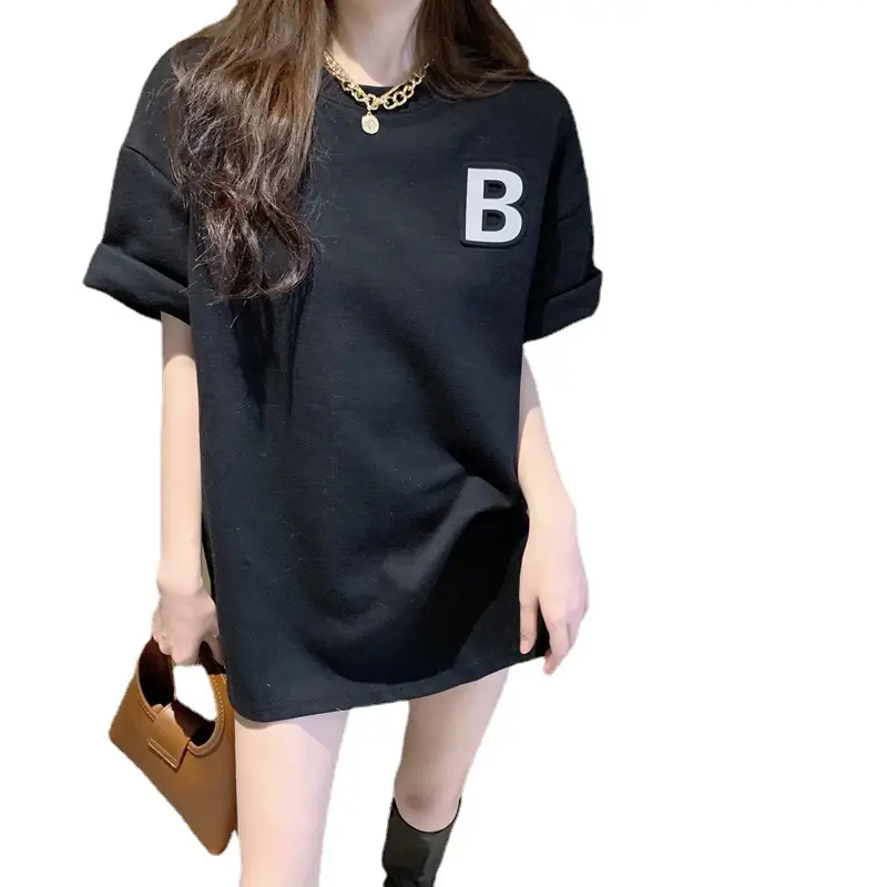 Black Printed Plus Size T-Shirt for Women
