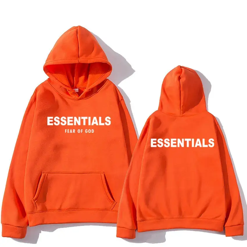 Orange Velvet Hoodie Essentials Winter Men Women - Image 22