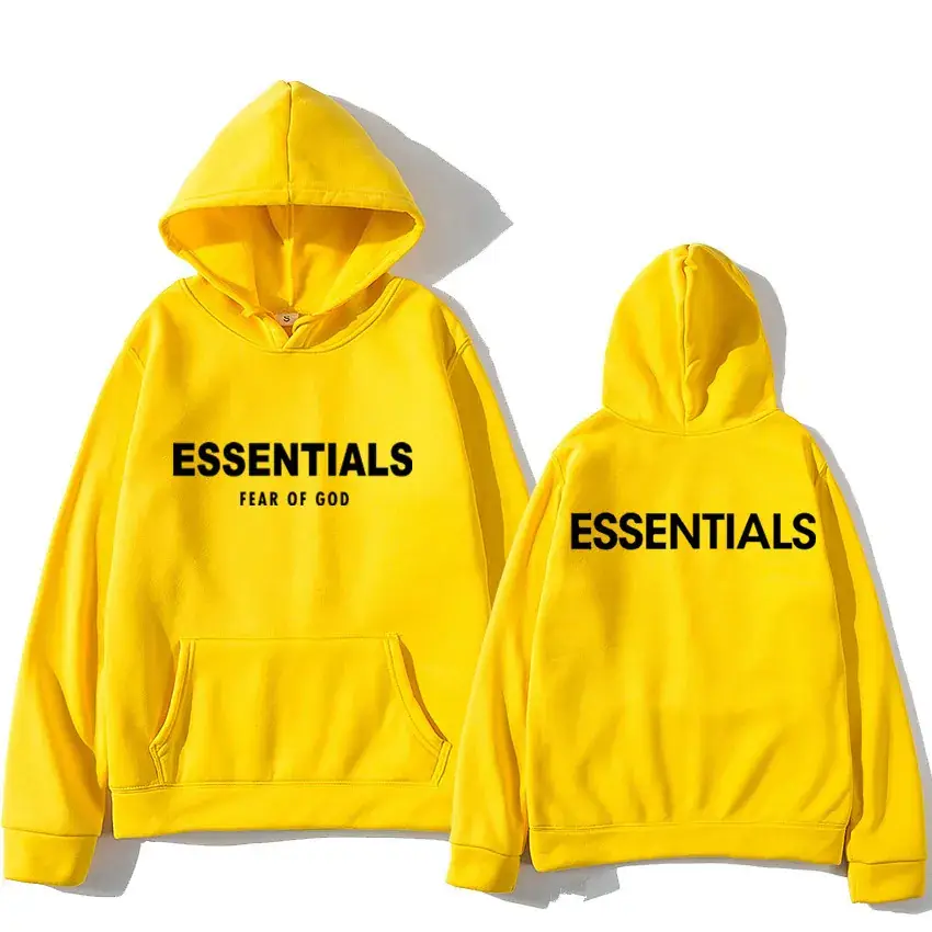 Orange Velvet Hoodie Essentials Winter Men Women - Image 16