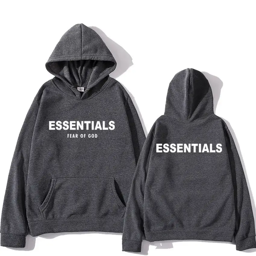 Orange Velvet Hoodie Essentials Winter Men Women - Image 4