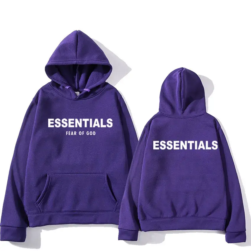 Orange Velvet Hoodie Essentials Winter Men Women - Image 7