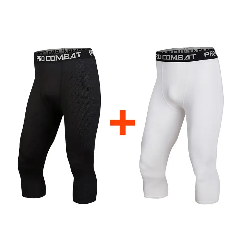 Men's Compression Sports Pants White Black Set - Image 6