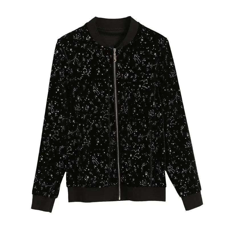 Women's Black Sequin Bomber Jacket Spring Autumn Korean Style - Image 6