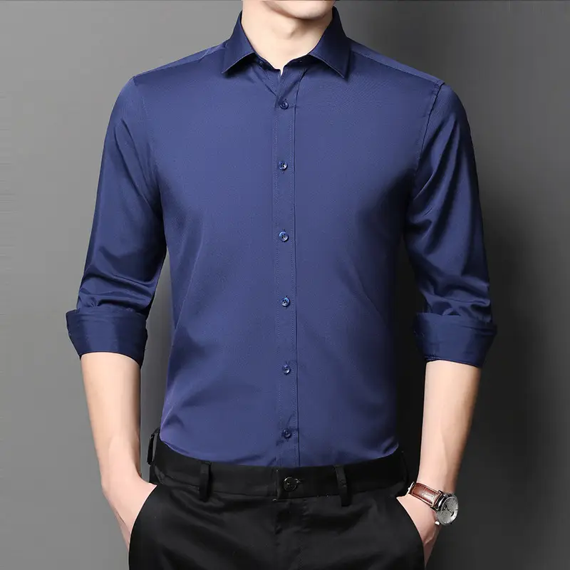 Men's Pink Long Sleeve Cotton Shirt with 3/4 Sleeves - Image 3