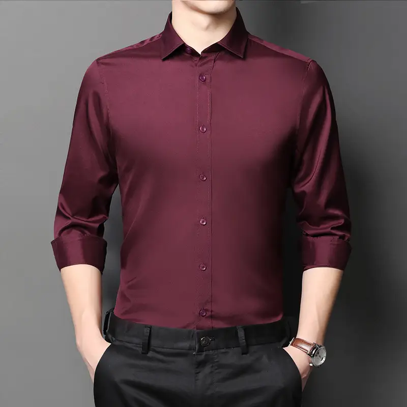 Men's Pink Long Sleeve Cotton Shirt with 3/4 Sleeves - Image 4