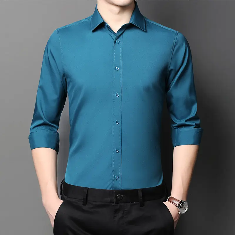Men's Pink Long Sleeve Cotton Shirt with 3/4 Sleeves - Image 5