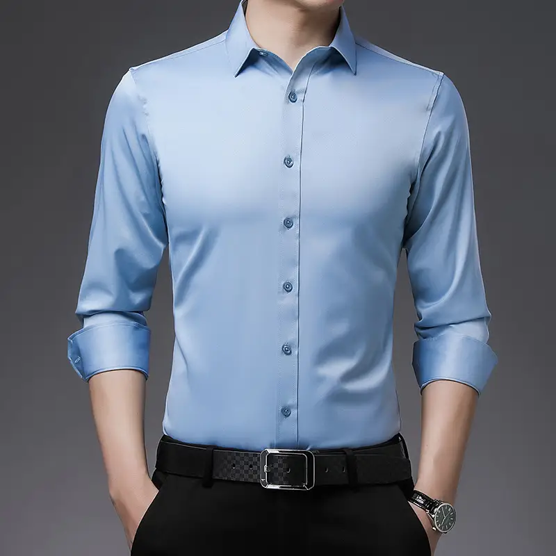 Men's Pink Long Sleeve Cotton Shirt with 3/4 Sleeves - Image 6