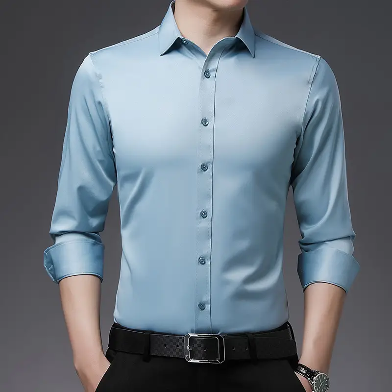 Men's Pink Long Sleeve Cotton Shirt with 3/4 Sleeves - Image 7
