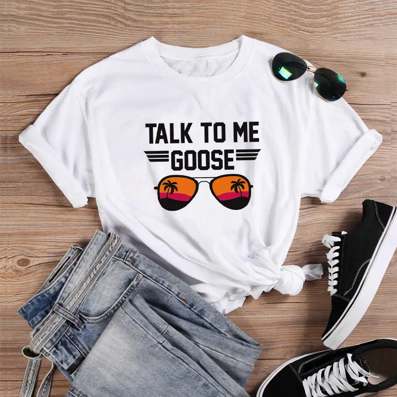 Talk to Me Color Printed Loose Short Sleeve T-Shirt