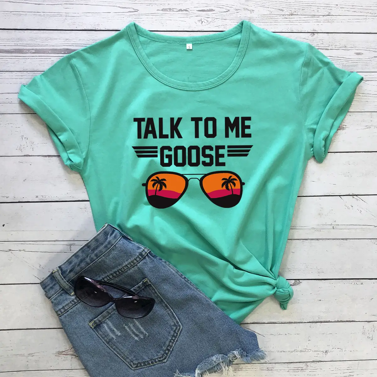 Talk to Me Color Printed Loose Short Sleeve T-Shirt - Image 14