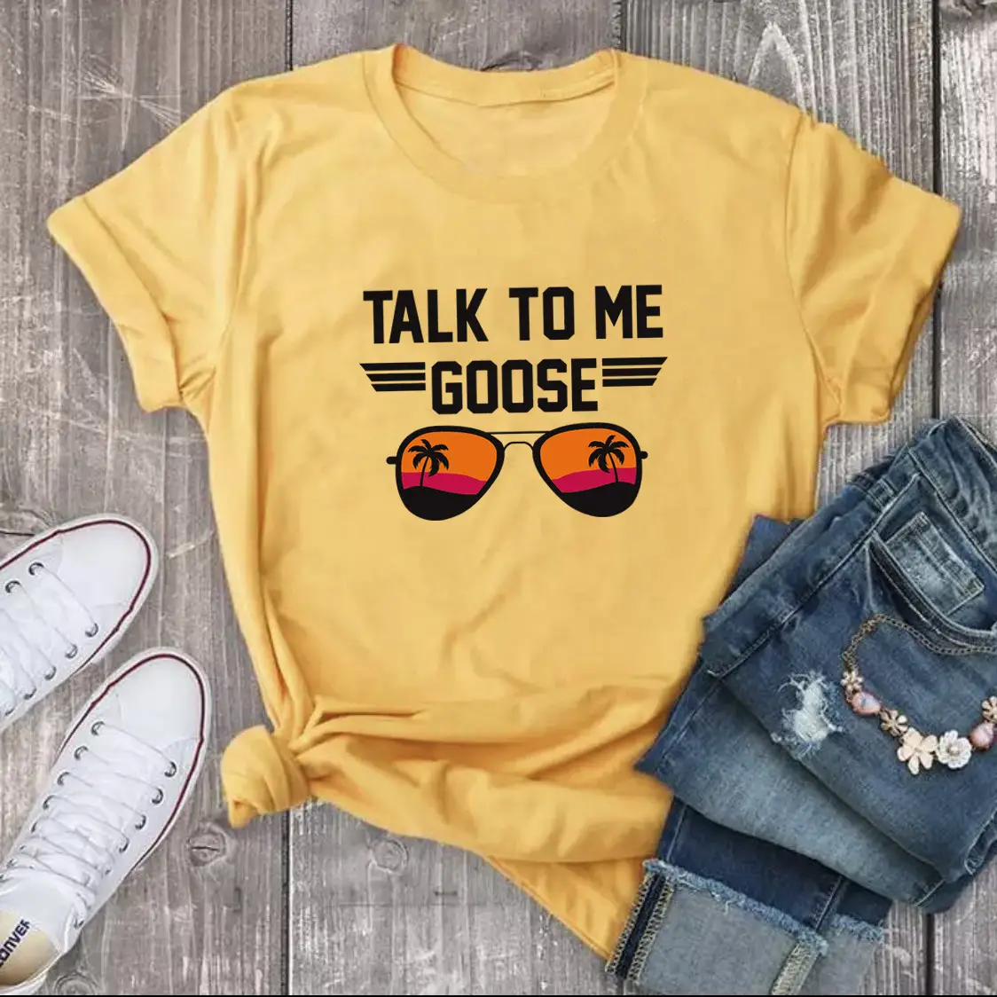 Talk to Me Color Printed Loose Short Sleeve T-Shirt - Image 5