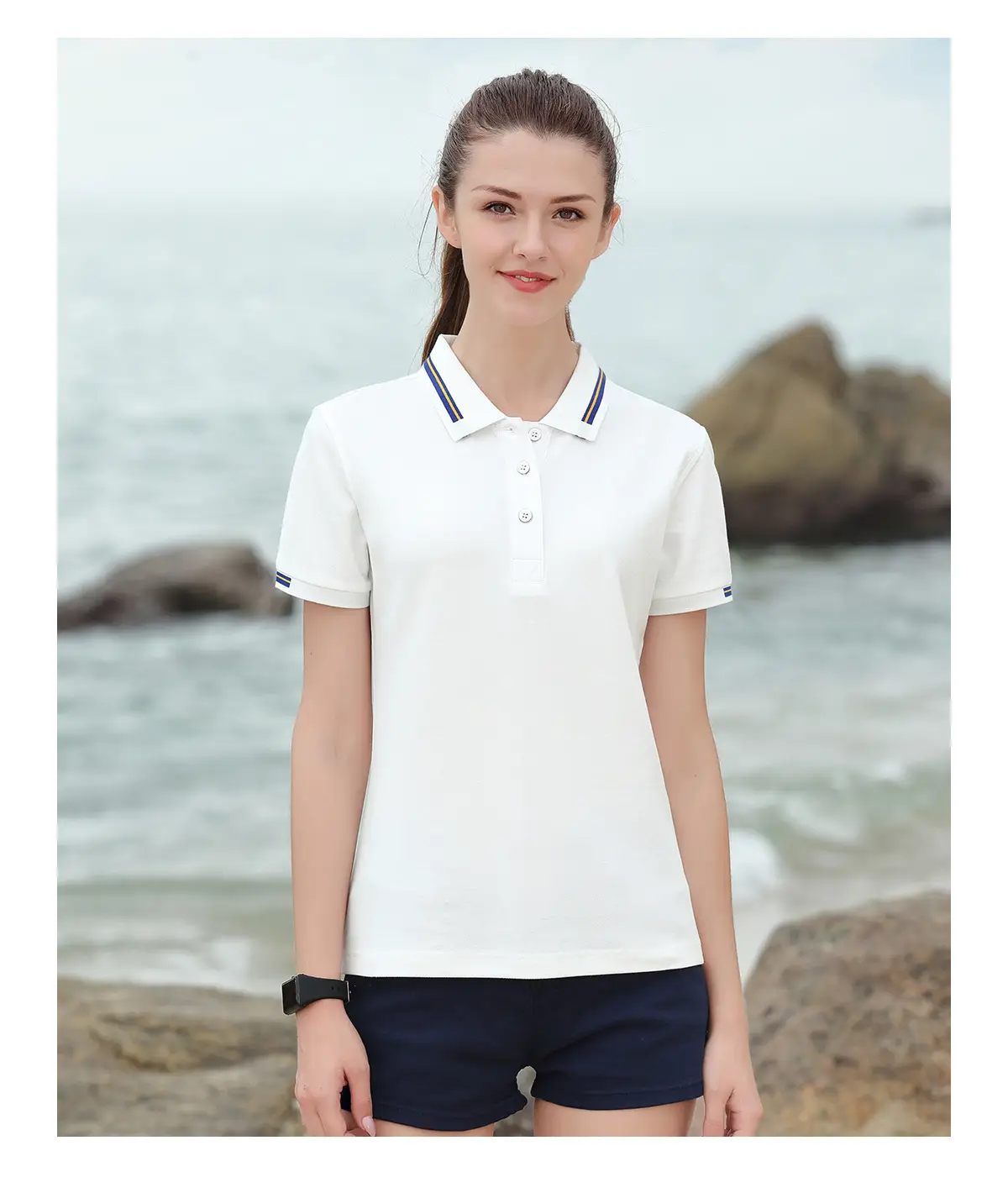 Men Navy Polo Shirt Short Sleeve Business Casual — feature 10