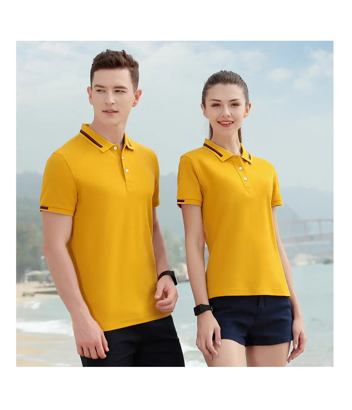 Men Navy Polo Shirt Short Sleeve Business Casual — feature 7