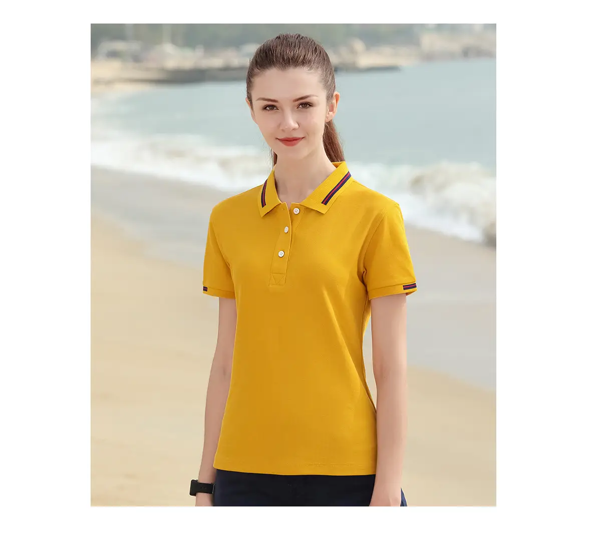 Men Navy Polo Shirt Short Sleeve Business Casual — feature 8