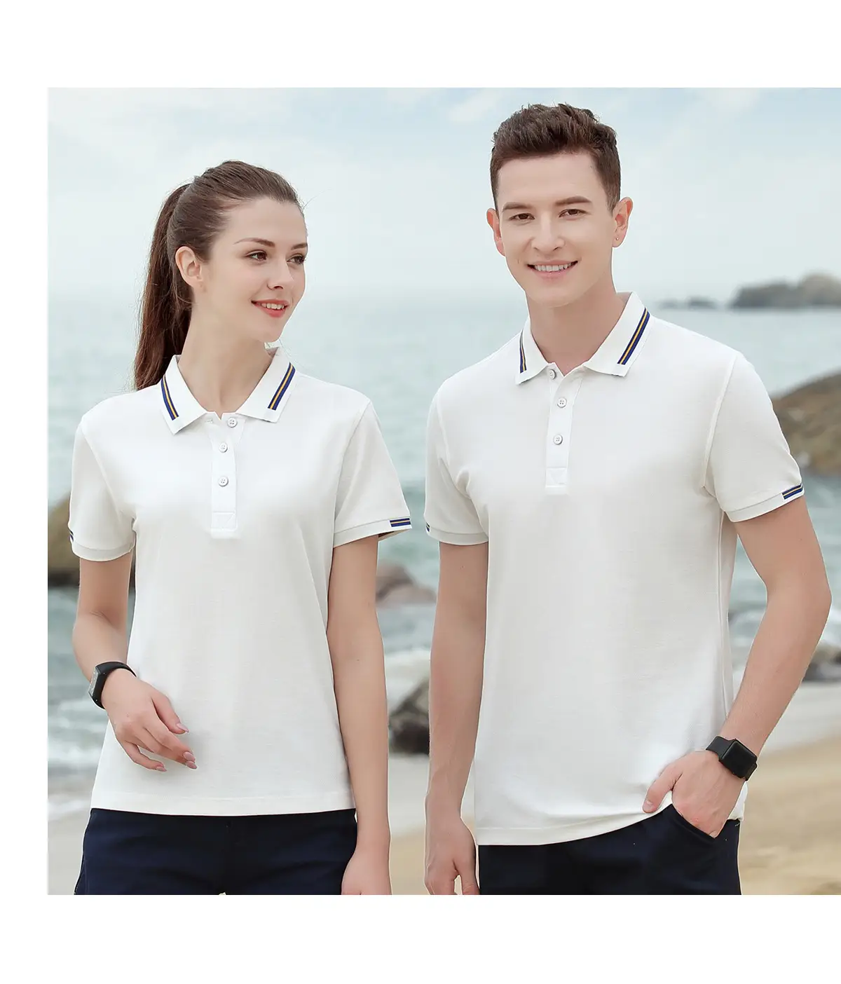 Men Navy Polo Shirt Short Sleeve Business Casual — feature 9