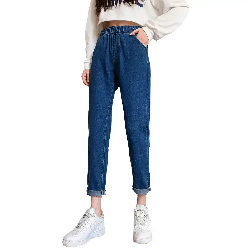 Loose Elastic Waist Spring Cropped Harem Pants for Women - Image 6