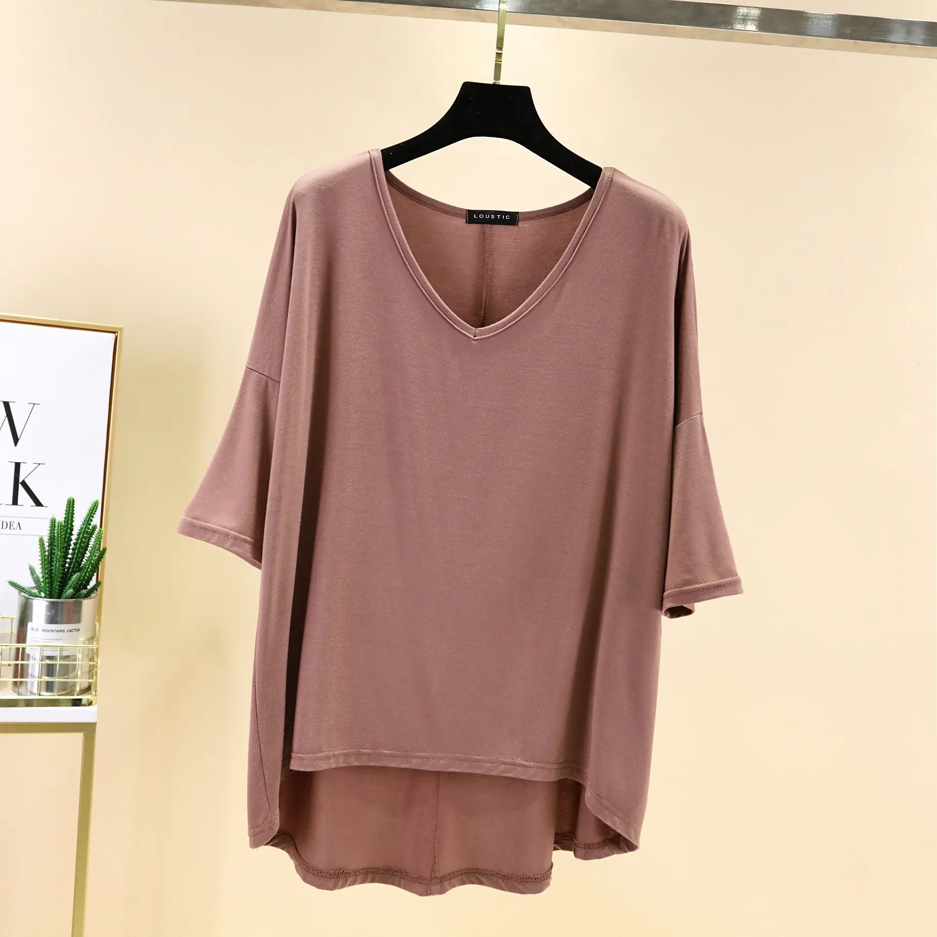 Women's V-Neck Half Sleeve T-Shirt Modal Base Plus Size - Image 12