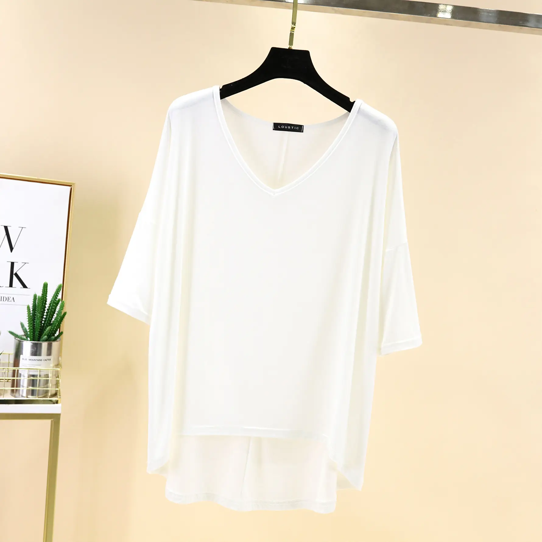 Women's V-Neck Half Sleeve T-Shirt Modal Base Plus Size - Image 2