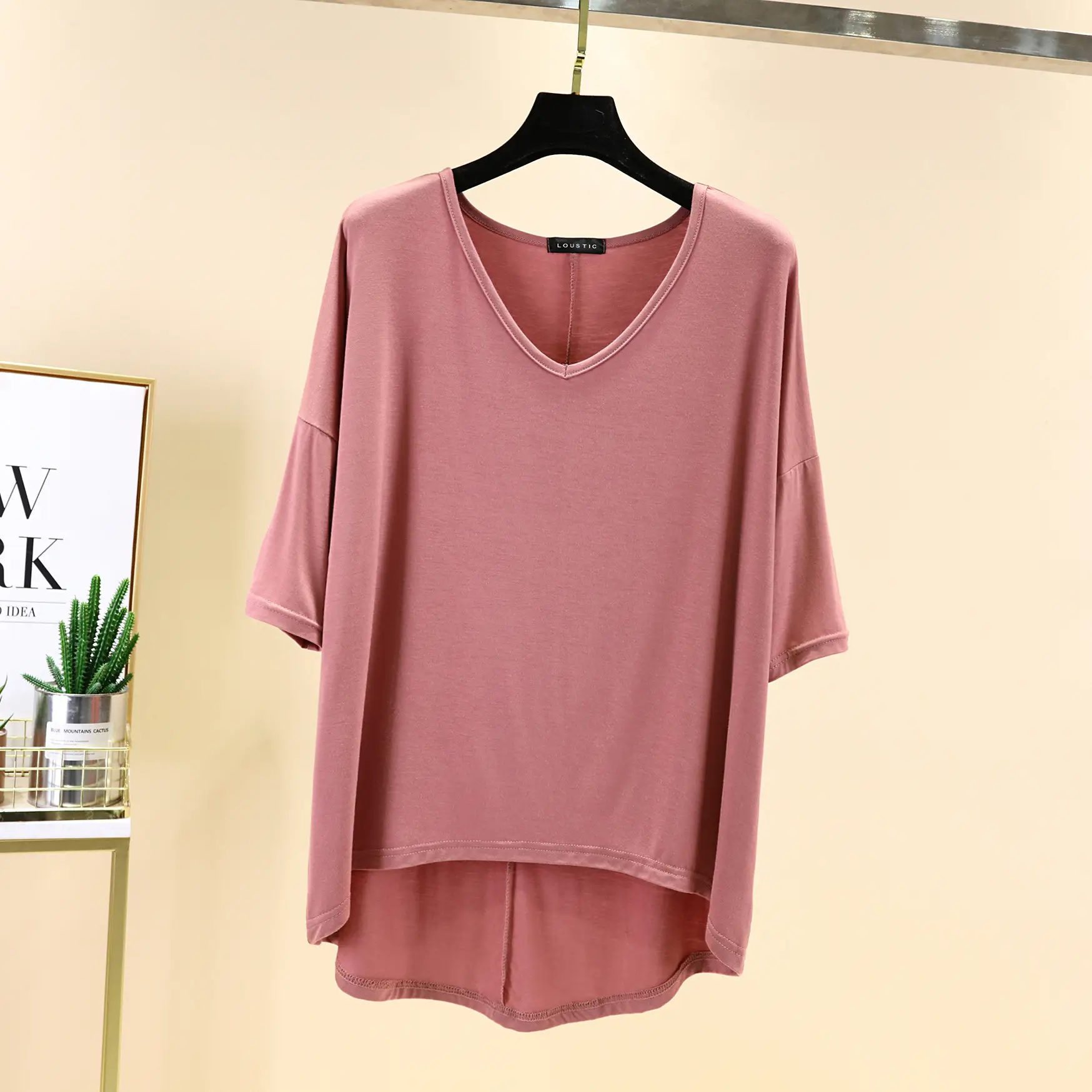 Women's V-Neck Half Sleeve T-Shirt Modal Base Plus Size - Image 4