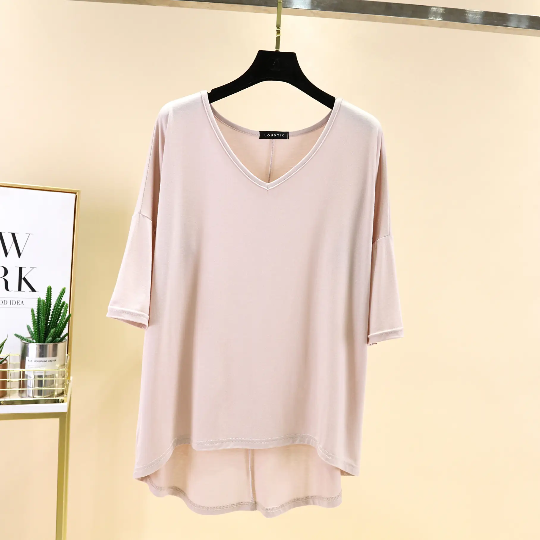 Women's V-Neck Half Sleeve T-Shirt Modal Base Plus Size - Image 5