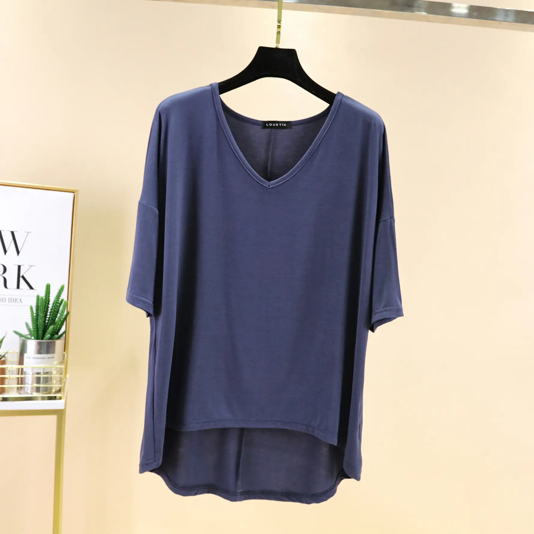 Women's V-Neck Half Sleeve T-Shirt Modal Base Plus Size - Image 7