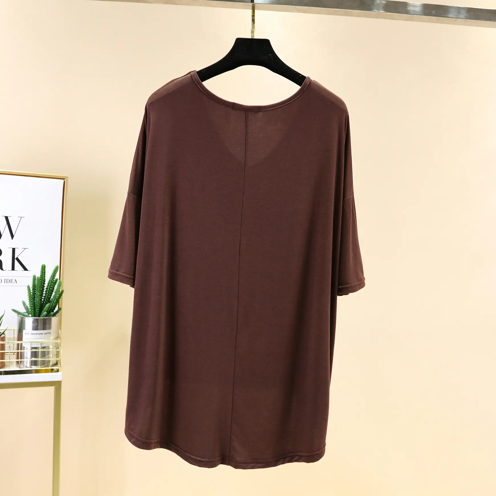 Women's V-Neck Half Sleeve T-Shirt Modal Base Plus Size - Image 8