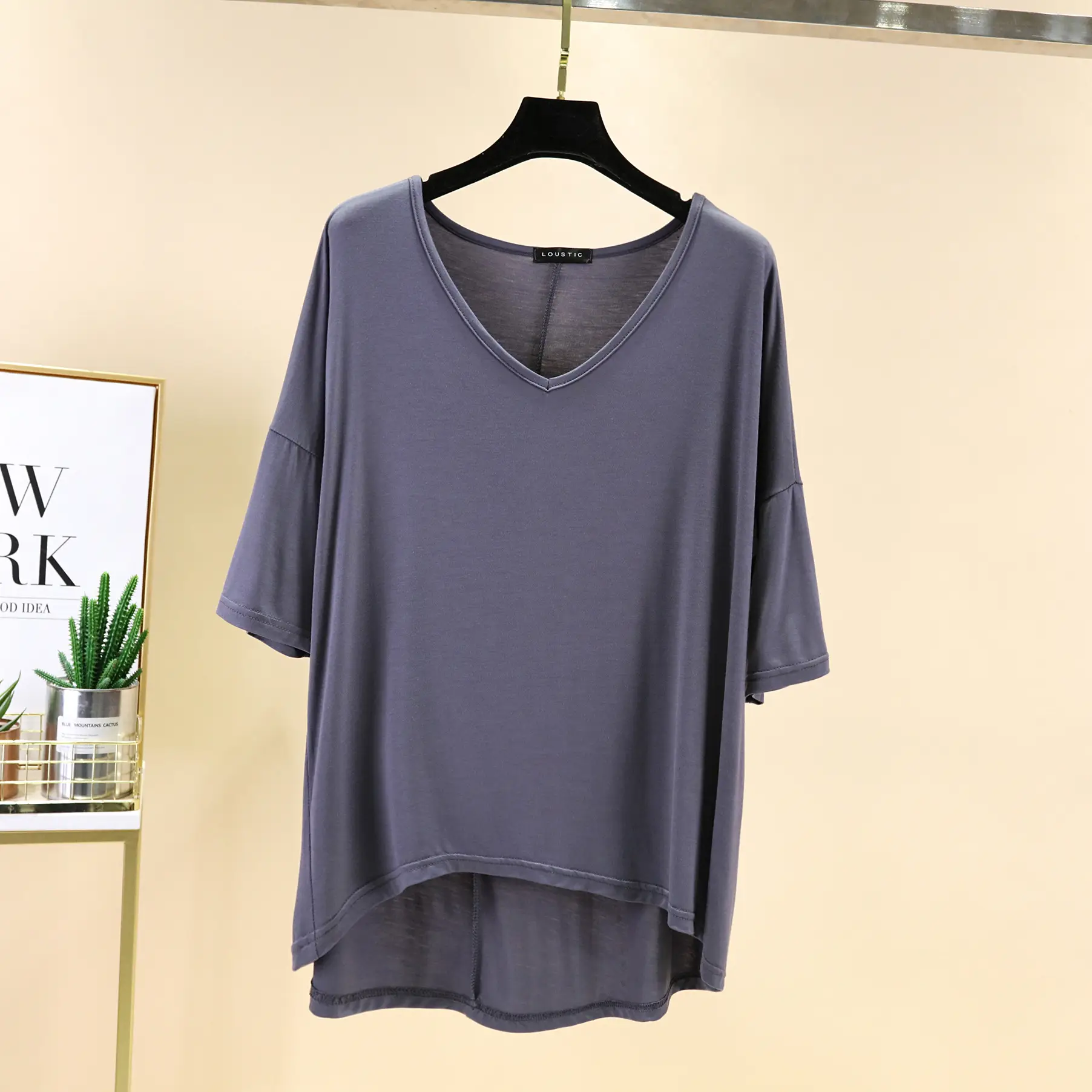 Women's V-Neck Half Sleeve T-Shirt Modal Base Plus Size - Image 9