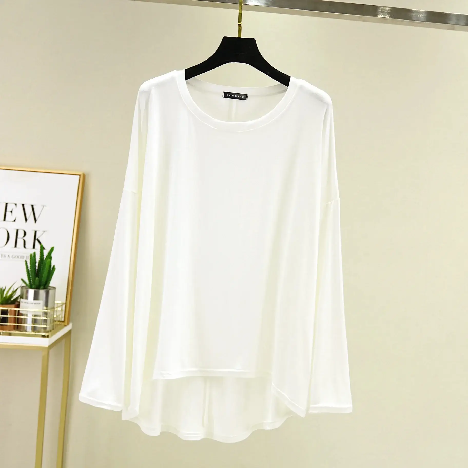 Women's White Long Sleeve T-Shirt Plus Size - Image 9