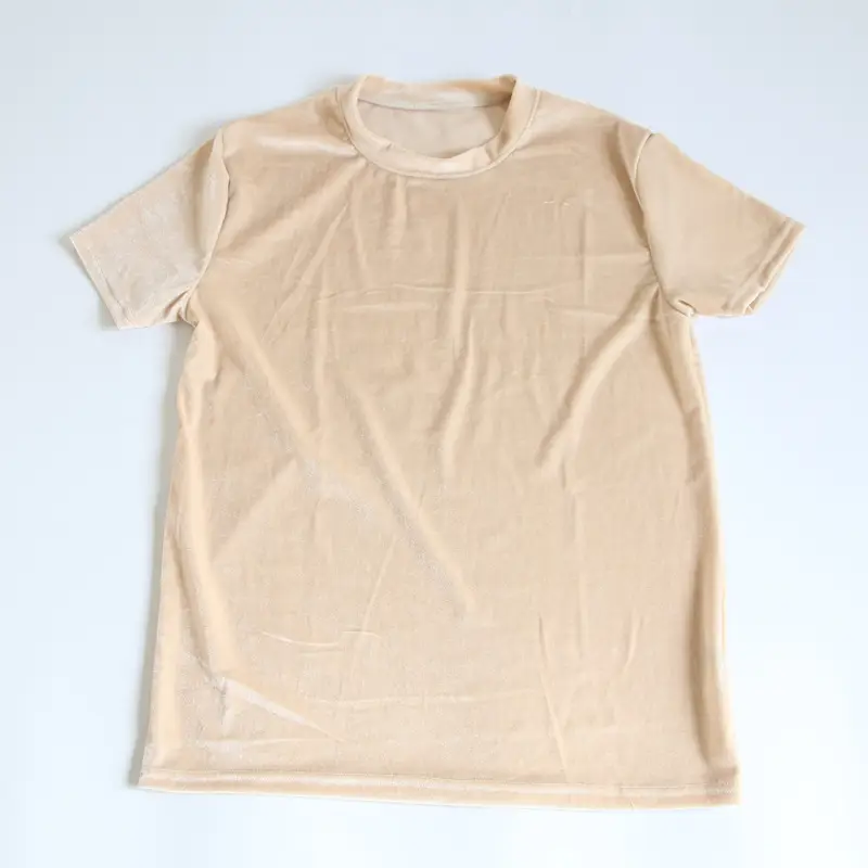 Men's Velvet T-Shirt Gold Short Sleeve European Size 14
