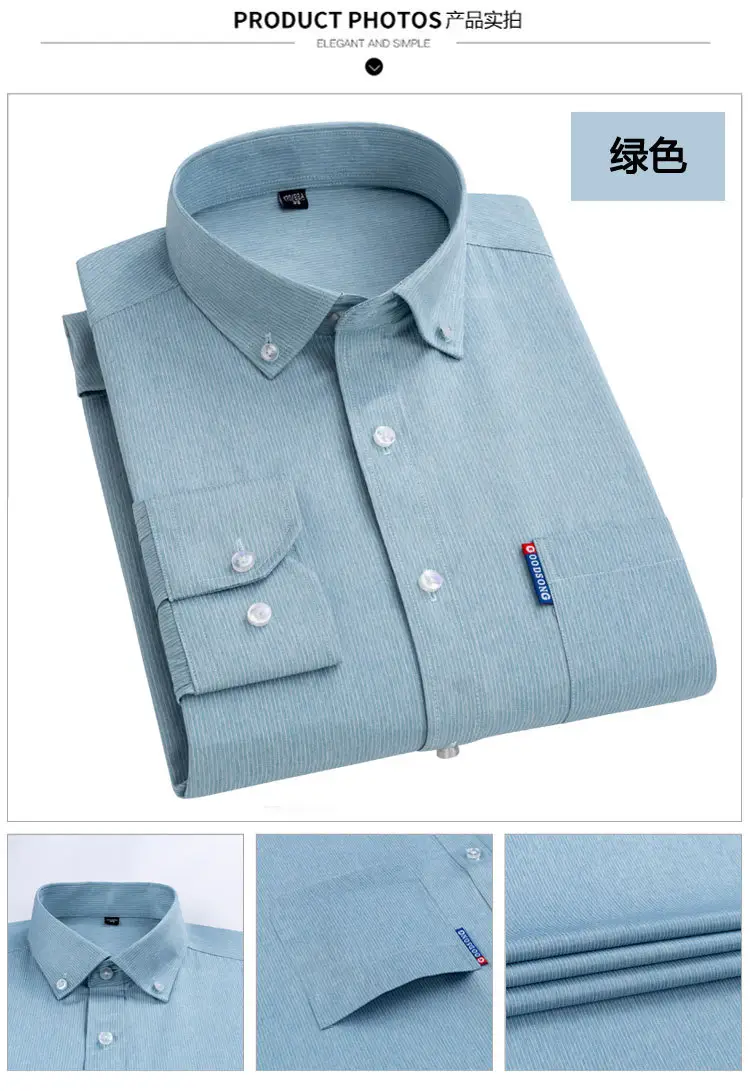 Men Blue Striped Long Sleeve Business Shirt — feature 10