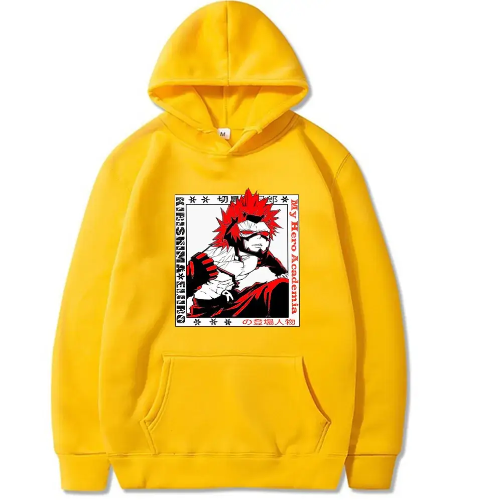 Men Hooded Sweatshirt Yellow Boku My Hero Academia Print - Image 8