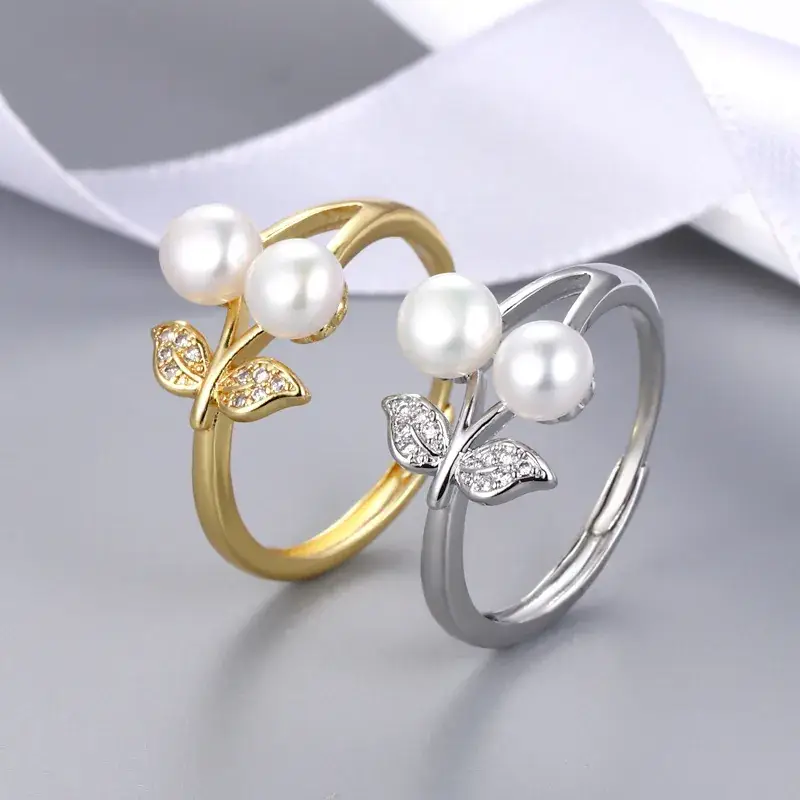 Japanese Pearl & Butterfly Adjustable Ring Gold - Image 4