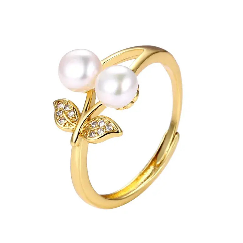 Japanese Pearl & Butterfly Adjustable Ring Gold - Image 7